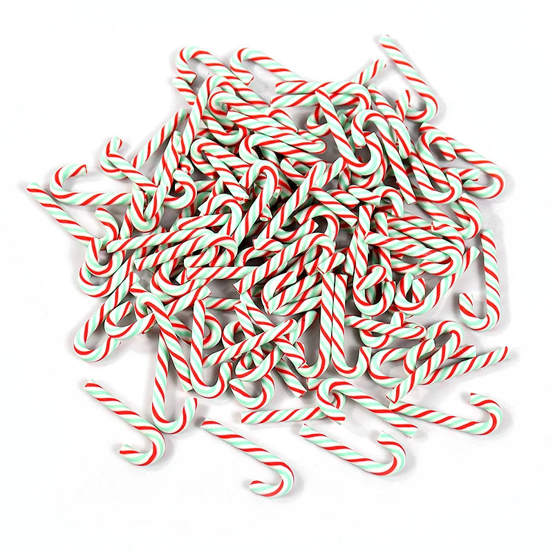 10/30/50 Mini Candy Cane Ornaments – Red & White Resin Pendants for Christmas Crafts, Tree Décor & Holiday Styling