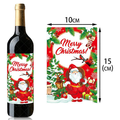 Christmas Decorative Wine Bottle Stickers Merry Christmas Party Red Wine Bottle Stickers