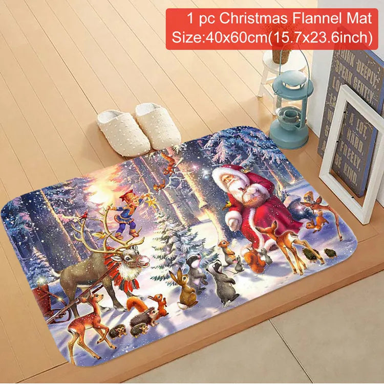 Santa Claus Christmas Door Mat – Outdoor Non‑Slip Welcome Rug for Festive Home Entryway Décor