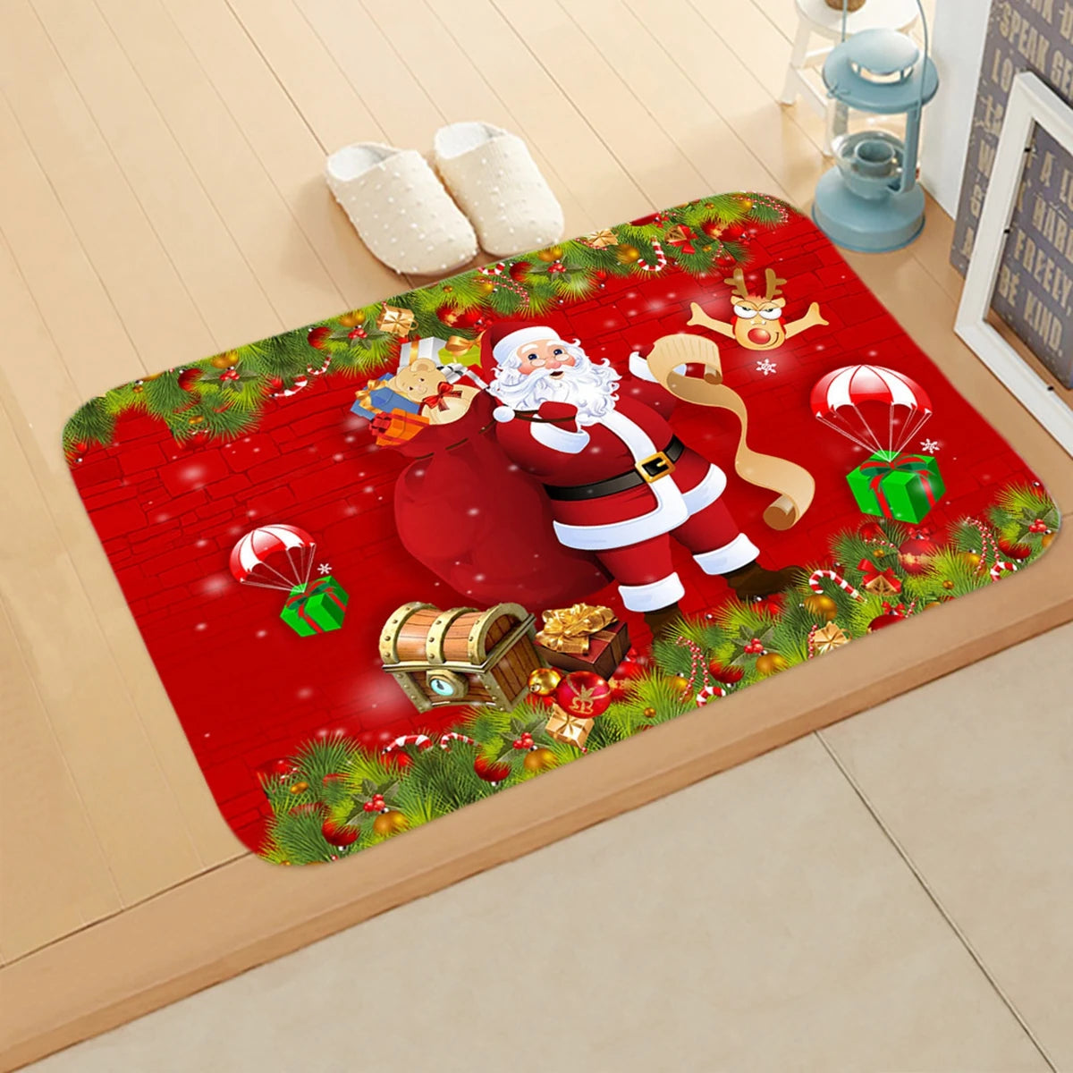 Santa Claus Christmas Door Mat – Outdoor Non‑Slip Welcome Rug for Festive Home Entryway Décor