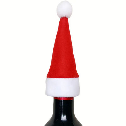 Wine Bottle Beverage Bottle Christmas Hat Decoration Mini Christmas Scarf Christmas Table Decoration