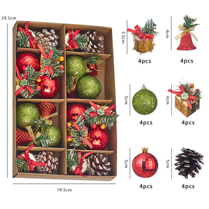 New Christmas Decorations Christmas Ball Bell Gift Pack Pinecone Drum Combination Christmas Tree Pendant