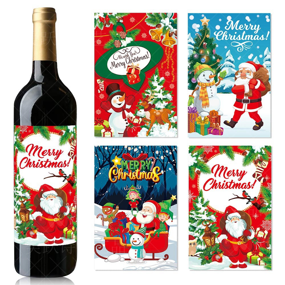 Christmas Decorative Wine Bottle Stickers Merry Christmas Party Red Wine Bottle Stickers