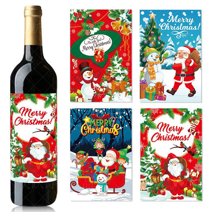 Christmas Decorative Wine Bottle Stickers Merry Christmas Party Red Wine Bottle Stickers