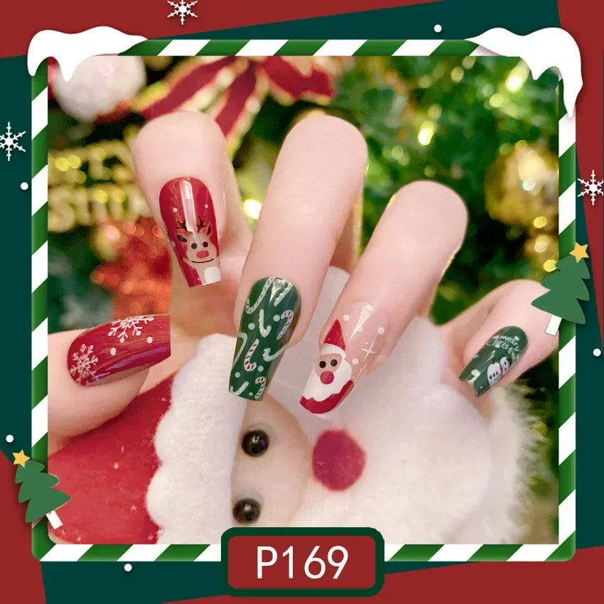 Gold Powder Christmas Fake Nails – Festive Glitter Press‑On Nail Set for Holiday Parties & Winter Glam