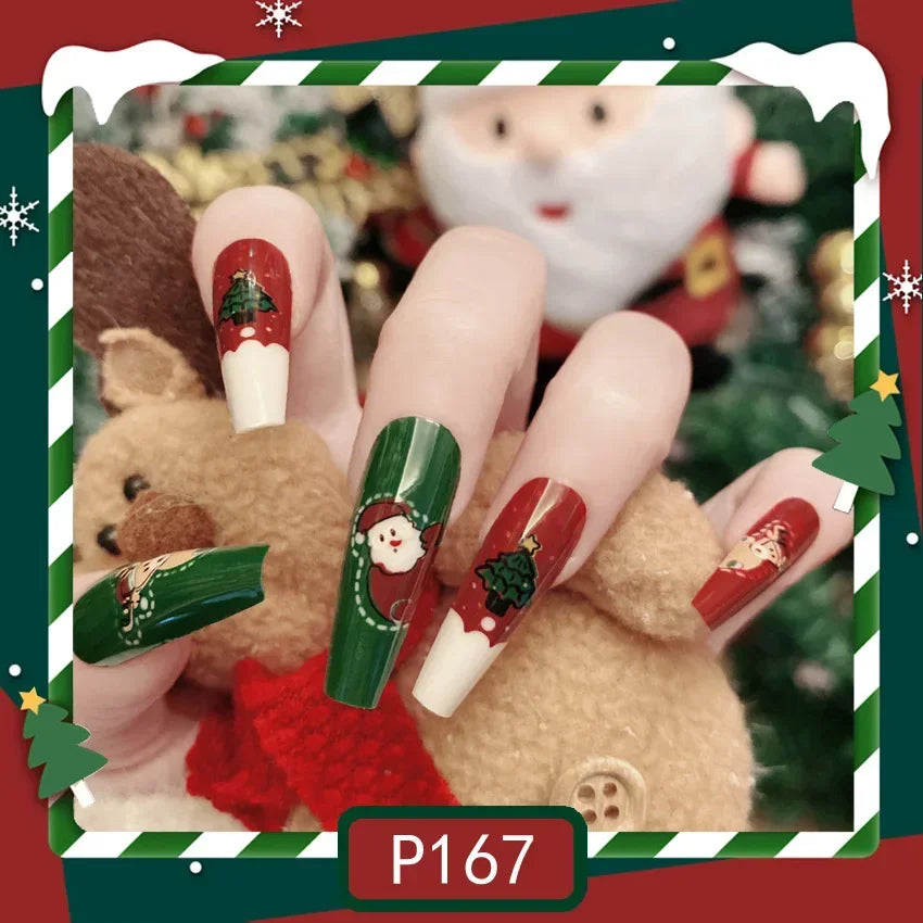 Gold Powder Christmas Fake Nails – Festive Glitter Press‑On Nail Set for Holiday Parties & Winter Glam