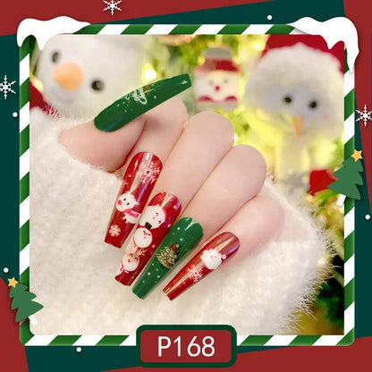 Gold Powder Christmas Fake Nails – Festive Glitter Press‑On Nail Set for Holiday Parties & Winter Glam