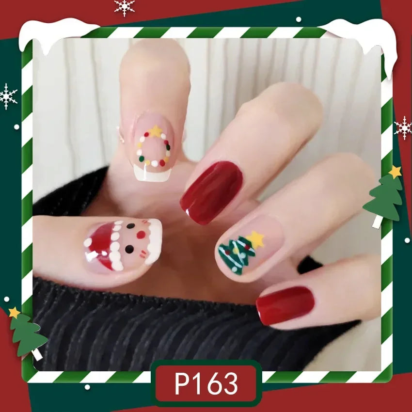 Gold Powder Christmas Fake Nails – Festive Glitter Press‑On Nail Set for Holiday Parties & Winter Glam