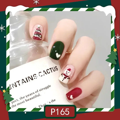 Gold Powder Christmas Fake Nails – Festive Glitter Press‑On Nail Set for Holiday Parties & Winter Glam