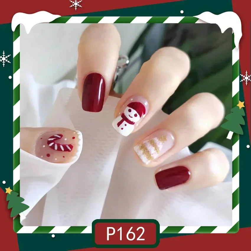 Gold Powder Christmas Fake Nails – Festive Glitter Press‑On Nail Set for Holiday Parties & Winter Glam