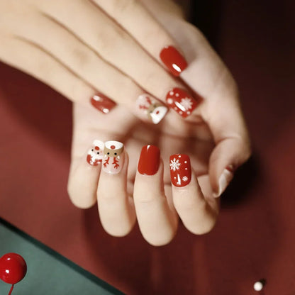 Gold Powder Christmas Fake Nails – Festive Glitter Press‑On Nail Set for Holiday Parties & Winter Glam