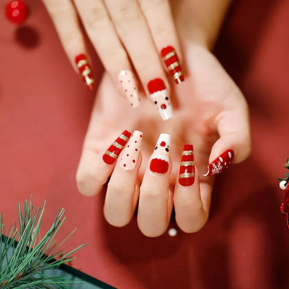 Gold Powder Christmas Fake Nails – Festive Glitter Press‑On Nail Set for Holiday Parties & Winter Glam