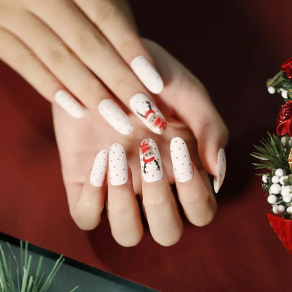 Gold Powder Christmas Fake Nails – Festive Glitter Press‑On Nail Set for Holiday Parties & Winter Glam
