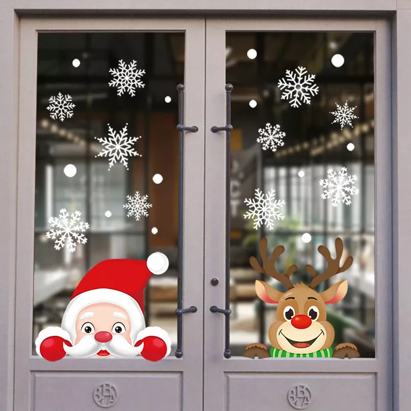 Joyful Christmas Glass Stickers – Festive Window Decals for Holiday Home Decoration