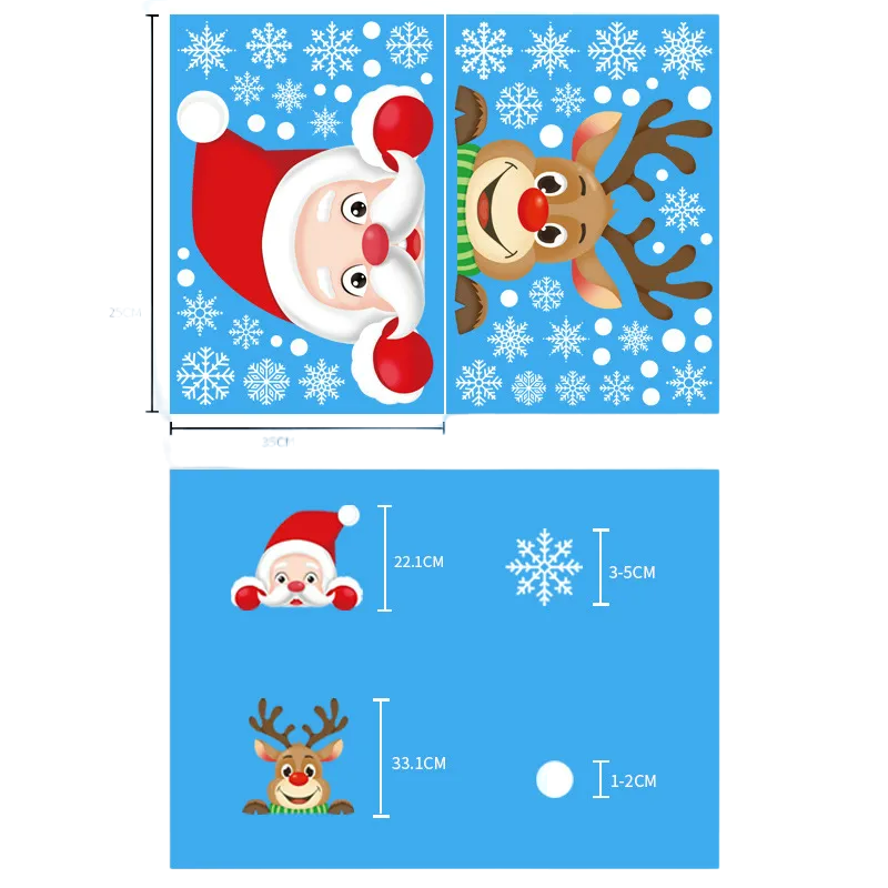 Joyful Christmas Glass Stickers – Festive Window Decals for Holiday Home Decoration