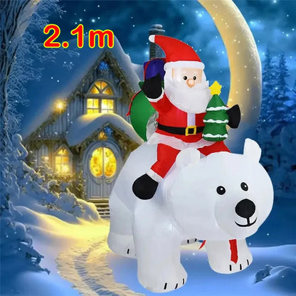 Christmas Inflatable Decoration with Built‑In LED Lights – Polyester Ornament with UK Plug for Indoor & Outdoor Holiday Displays
