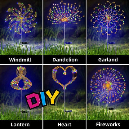 Solar Firework Fairy Lights – 1/2/4‑Pack Outdoor LED Garden Stakes with 2 Lighting Modes for Christmas, Weddings & Pathway Décor