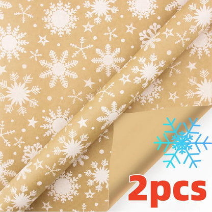 Christmas Gift Wrapping Paper Roll – Snowflake & Tree Pattern (16.9" × 590") Eco‑Friendly Holiday Packaging for Presents