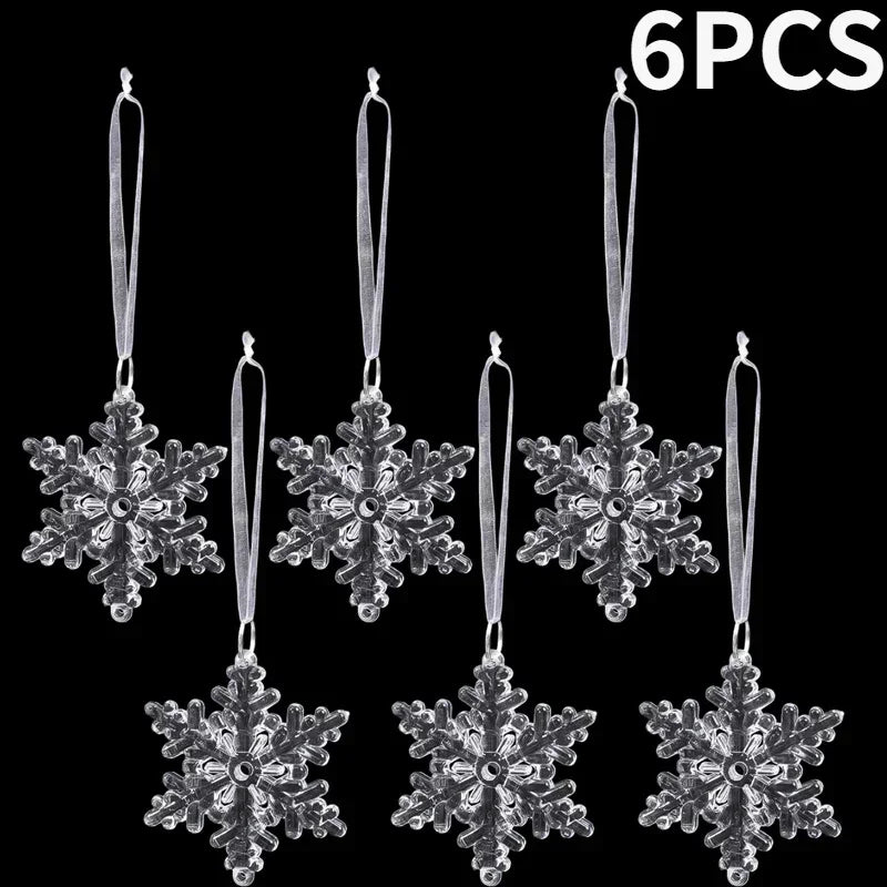 2/12‑Piece Acrylic Snowflake & Icicle Ornaments – Crystal Clear Christmas Tree Pendants for Holiday & Winter Party Décor