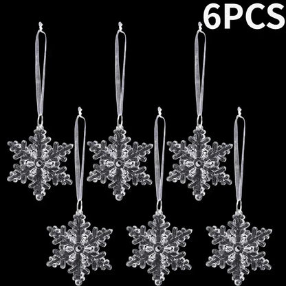 2/12‑Piece Acrylic Snowflake & Icicle Ornaments – Crystal Clear Christmas Tree Pendants for Holiday & Winter Party Décor