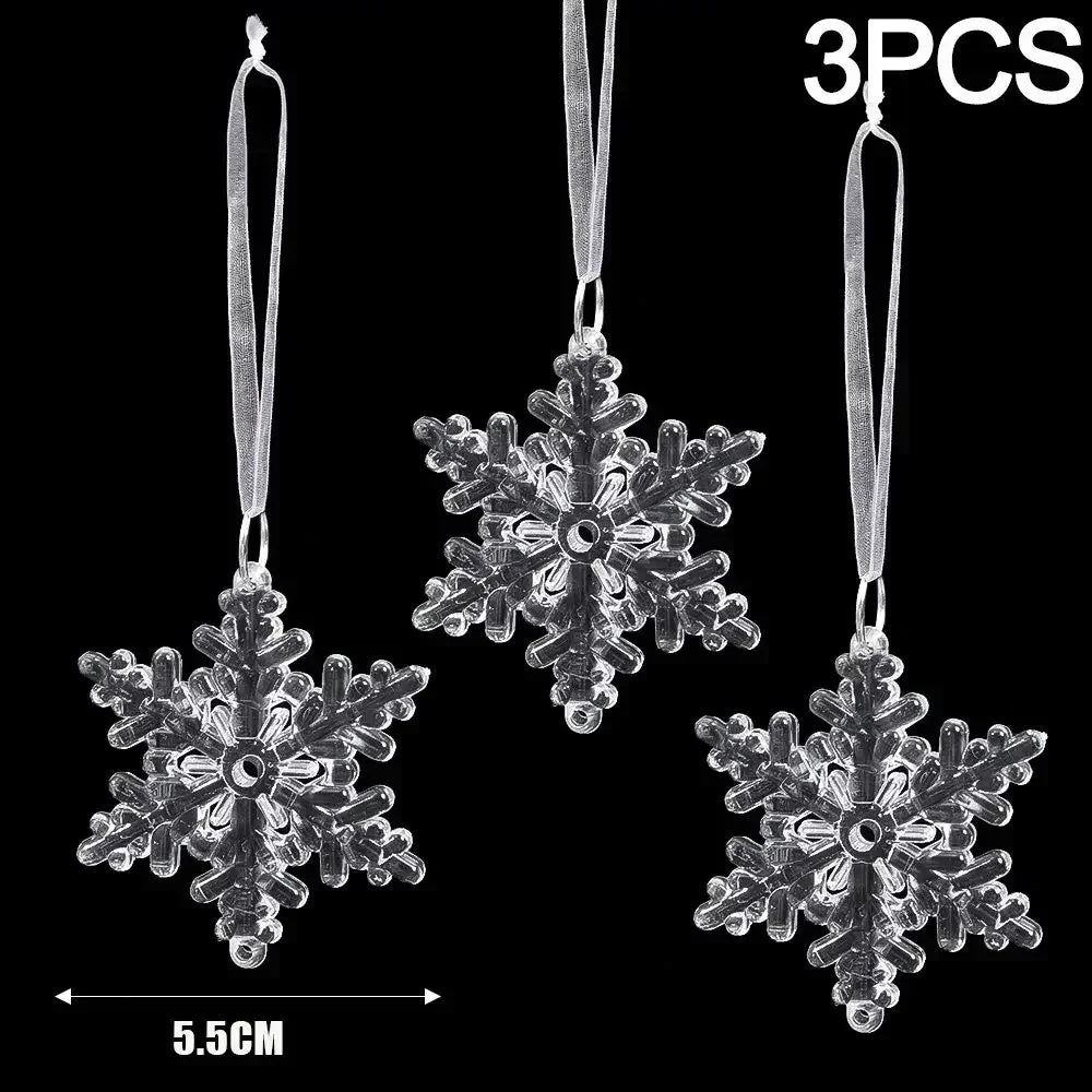 2/12‑Piece Acrylic Snowflake & Icicle Ornaments – Crystal Clear Christmas Tree Pendants for Holiday & Winter Party Décor