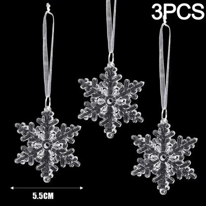 2/12‑Piece Acrylic Snowflake & Icicle Ornaments – Crystal Clear Christmas Tree Pendants for Holiday & Winter Party Décor