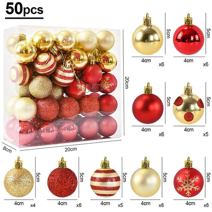 50‑Piece Christmas Ball Ornaments – Boxed Hanging Tree Pendants for Holiday Décor, Parties & Gifting