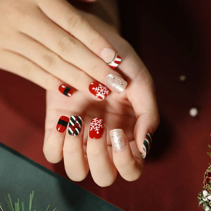 Gold Powder Christmas Fake Nails – Festive Glitter Press‑On Nail Set for Holiday Parties & Winter Glam