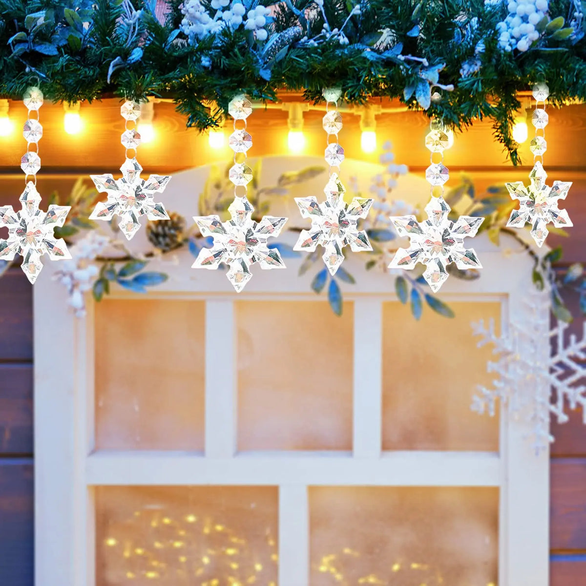 10/20/30 Clear Acrylic Snowflake Ornaments – Crystal Christmas Tree Decorations for Hanging & Holiday Styling