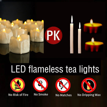Drip Wax LED Tea Light Candles – Flameless 12/24-Pack with Remote & Auto Timer for Christmas, Halloween & Home Décor