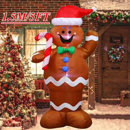 Christmas Inflatable Decoration with Built‑In LED Lights – Polyester Ornament with UK Plug for Indoor & Outdoor Holiday Displays