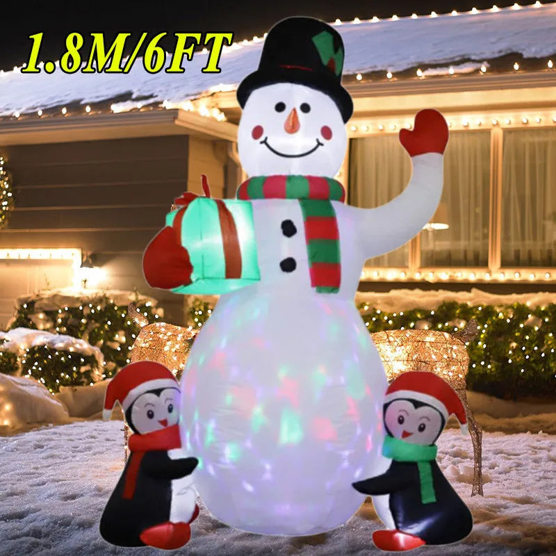 Christmas Inflatable Decoration with Built‑In LED Lights – Polyester Ornament with UK Plug for Indoor & Outdoor Holiday Displays