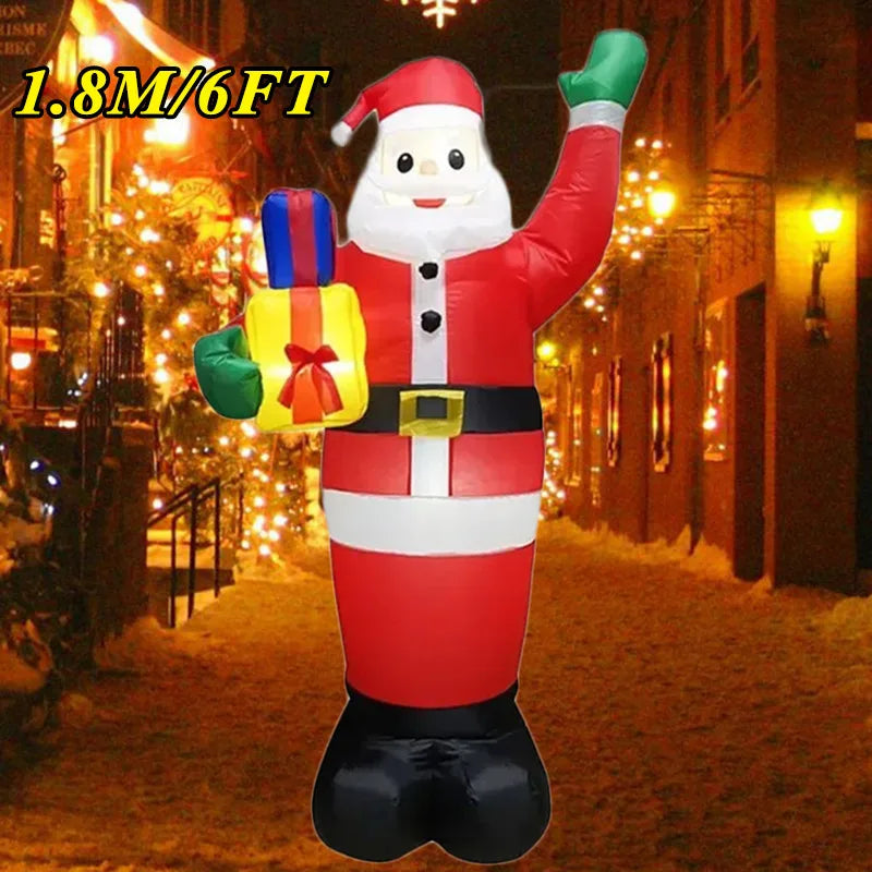 Christmas Inflatable Decoration with Built‑In LED Lights – Polyester Ornament with UK Plug for Indoor & Outdoor Holiday Displays