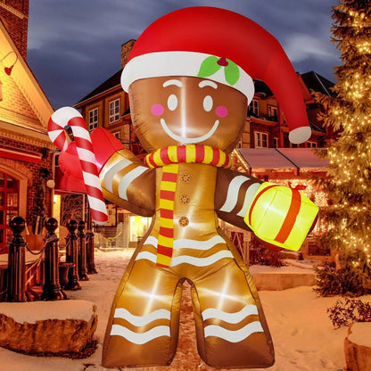 Christmas Inflatable Decoration with Built‑In LED Lights – Polyester Ornament with UK Plug for Indoor & Outdoor Holiday Displays