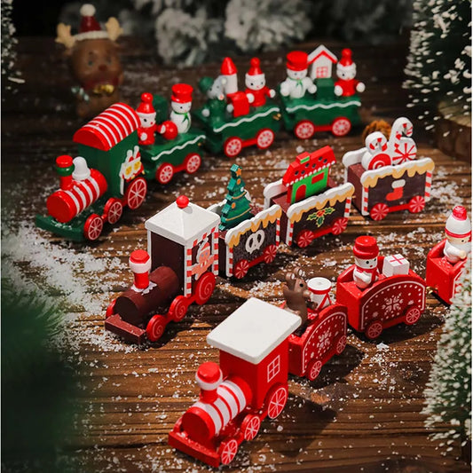 Christmas Wooden Train Ornament – Moving Train Decoration for Home, Noel & New Year Gifting