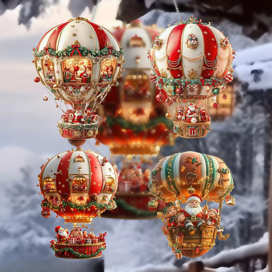 2D Acrylic Hot Air Balloon Christmas Window Pendant – Love Balloon Tree Decoration & Holiday Home Décor