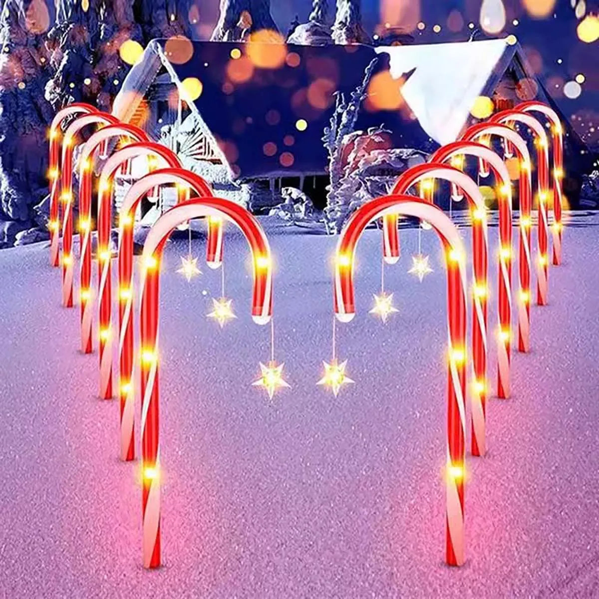 8pcs Solar Candy Cane Garden Lights – Waterproof LED Holiday Pathway Lights with 8 Functions for Christmas & New Year Décor