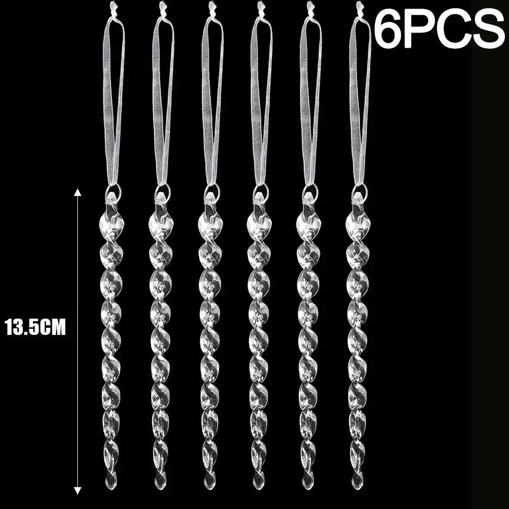 2/12‑Piece Acrylic Snowflake & Icicle Ornaments – Crystal Clear Christmas Tree Pendants for Holiday & Winter Party Décor