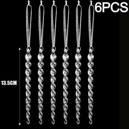 2/12‑Piece Acrylic Snowflake & Icicle Ornaments – Crystal Clear Christmas Tree Pendants for Holiday & Winter Party Décor