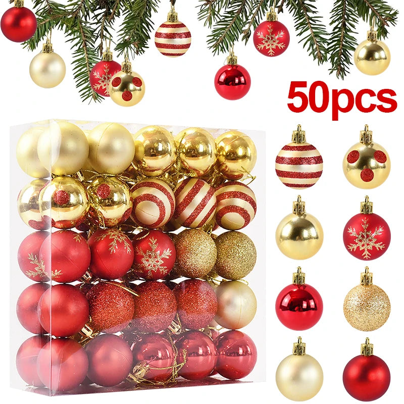 50‑Piece Christmas Ball Ornaments – Boxed Hanging Tree Pendants for Holiday Décor, Parties & Gifting