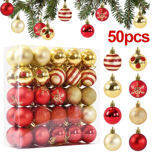 50‑Piece Christmas Ball Ornaments – Boxed Hanging Tree Pendants for Holiday Décor, Parties & Gifting