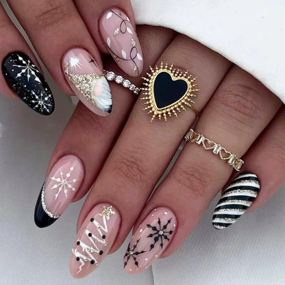 Gold Powder Christmas Fake Nails – Festive Glitter Press‑On Nail Set for Holiday Parties & Winter Glam