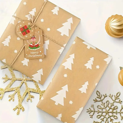 Christmas Gift Wrapping Paper Roll – Snowflake & Tree Pattern (16.9" × 590") Eco‑Friendly Holiday Packaging for Presents
