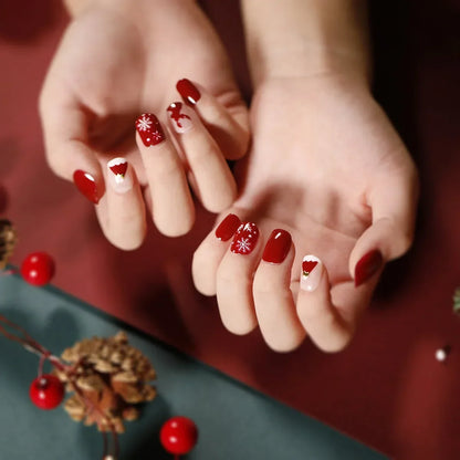 Gold Powder Christmas Fake Nails – Festive Glitter Press‑On Nail Set for Holiday Parties & Winter Glam