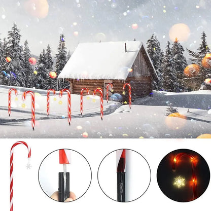 8pcs Solar Candy Cane Garden Lights – Waterproof LED Holiday Pathway Lights with 8 Functions for Christmas & New Year Décor