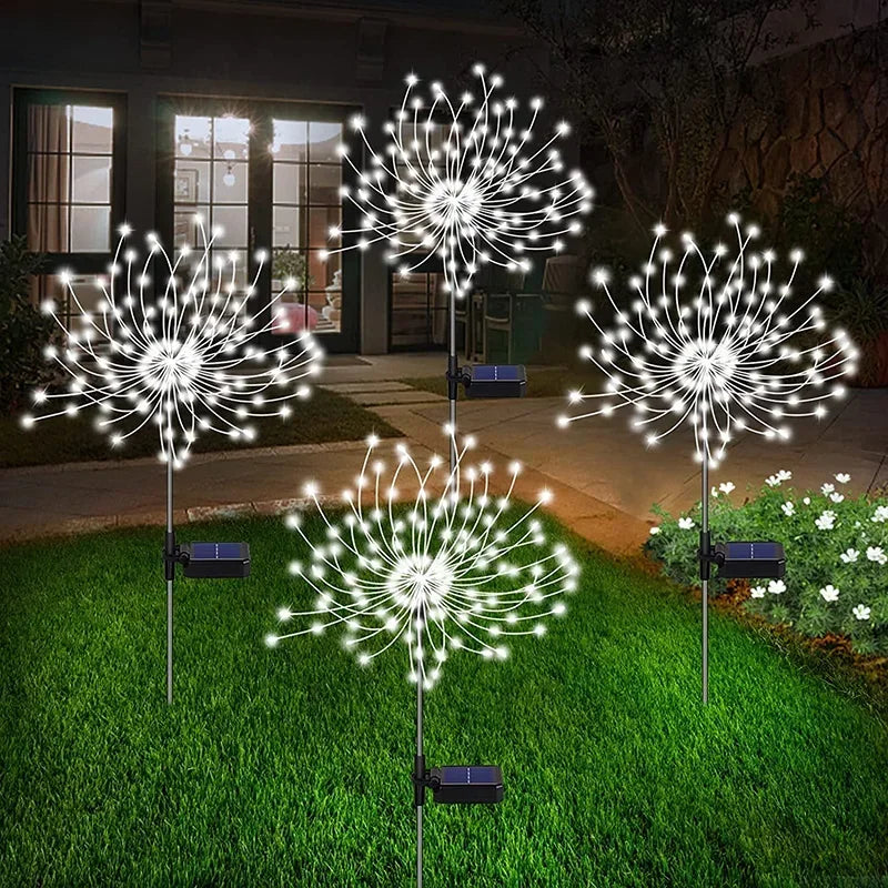 Solar Firework Fairy Lights – 1/2/4‑Pack Outdoor LED Garden Stakes with 2 Lighting Modes for Christmas, Weddings & Pathway Décor