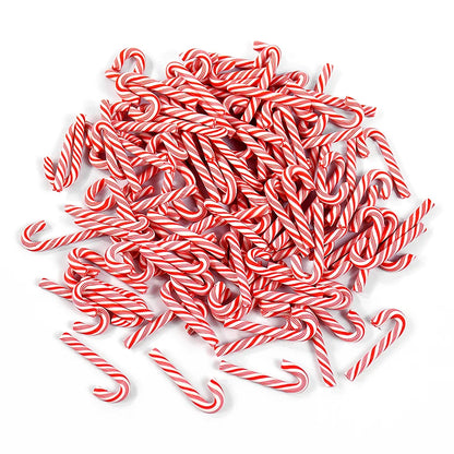 10/30/50 Mini Candy Cane Ornaments – Red & White Resin Pendants for Christmas Crafts, Tree Décor & Holiday Styling