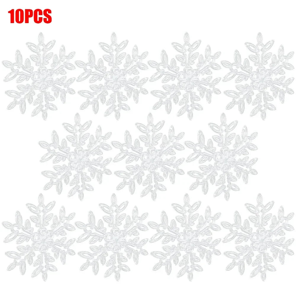 10‑Piece Acrylic Snowflake Pendants – Transparent Crystal Ornaments for Christmas Tree & New Year Home Décor