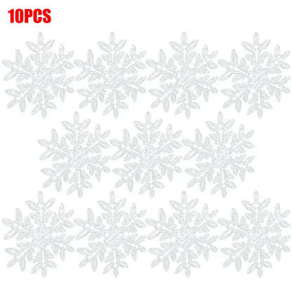 10‑Piece Acrylic Snowflake Pendants – Transparent Crystal Ornaments for Christmas Tree & New Year Home Décor