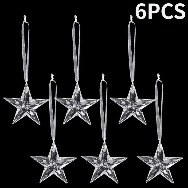 2/12‑Piece Acrylic Snowflake & Icicle Ornaments – Crystal Clear Christmas Tree Pendants for Holiday & Winter Party Décor